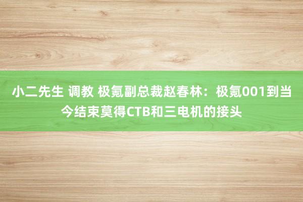 小二先生 调教 极氪副总裁赵春林:极氪001到当今结束莫得CTB和三电机的接头