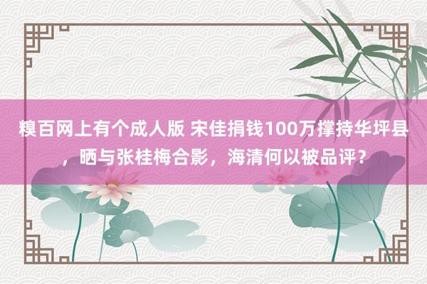 糗百网上有个成人版 宋佳捐钱100万撑持华坪县,晒与张桂梅合影,海清何以被品评?