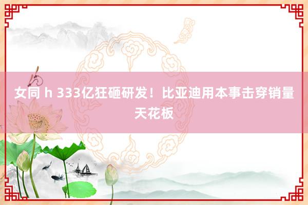 女同 h 333亿狂砸研发!比亚迪用本事击穿销量天花板