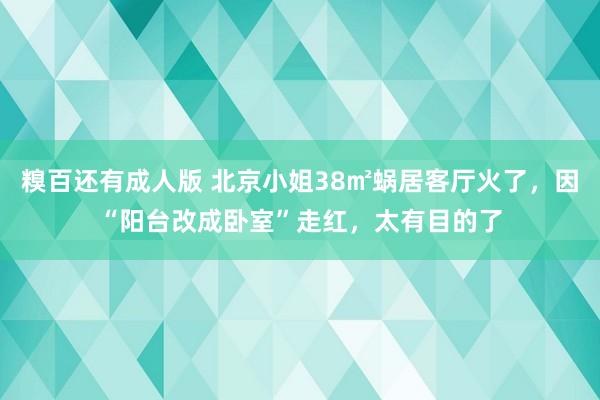 糗百还有成人版 北京小姐38㎡蜗居客厅火了,因“阳台改成卧室”走红,太有目的了