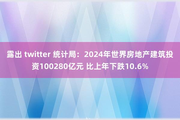 露出 twitter 统计局:2024年世界房地产建筑投资100280亿元 比上年下跌10.6%